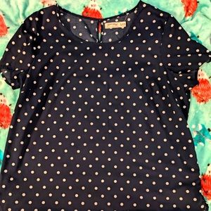 Navy with white polka dots blouse XL